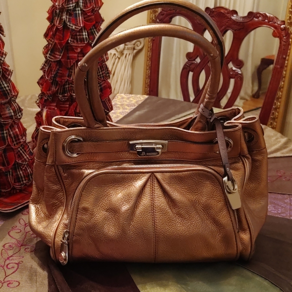Gold Makowsky Leather Satchel